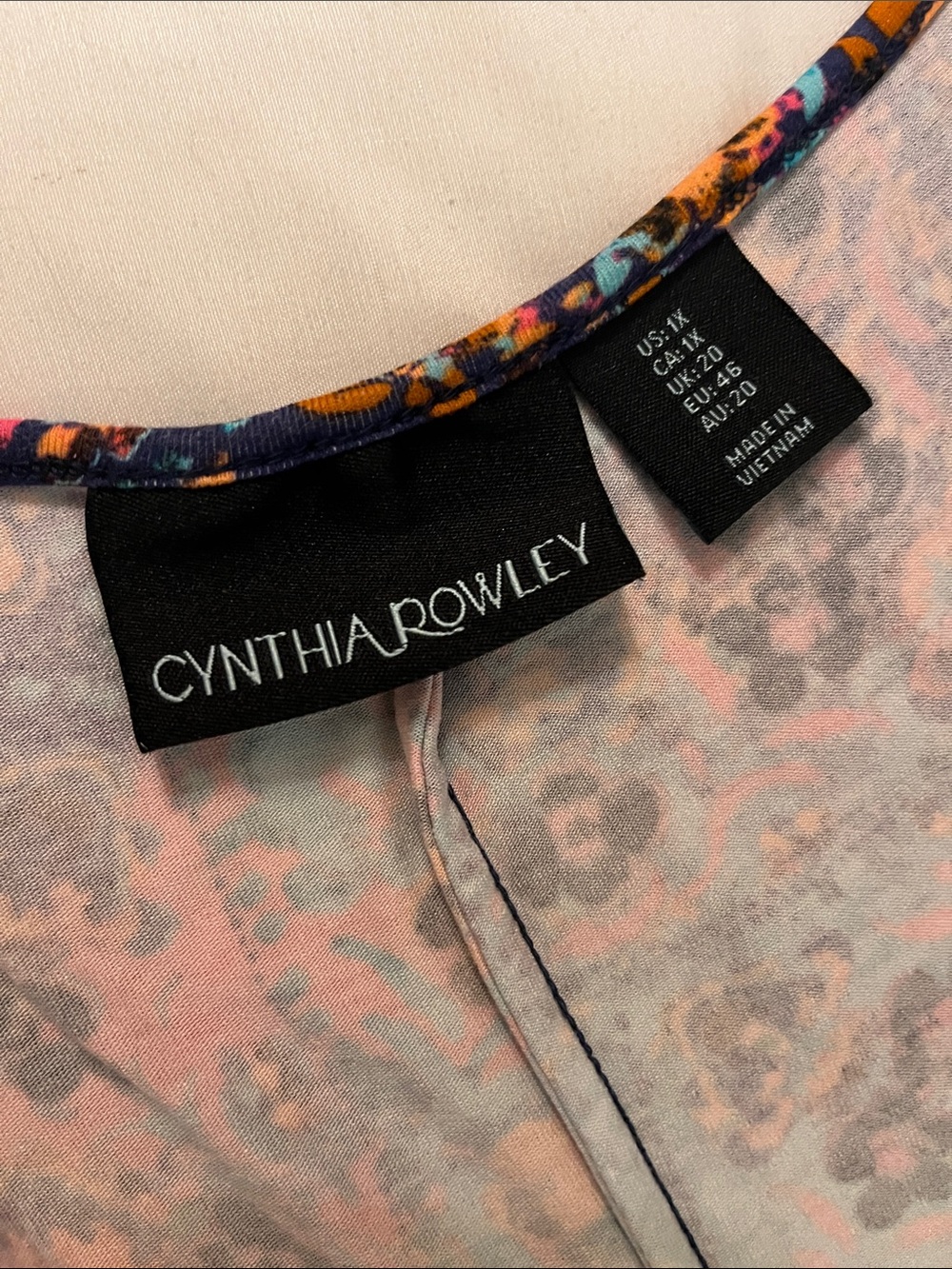 Cynthia Rowley Sleeveless Floral Mandala Dress in Navy, Pink & Teal size 1X - Picture 6 of 6